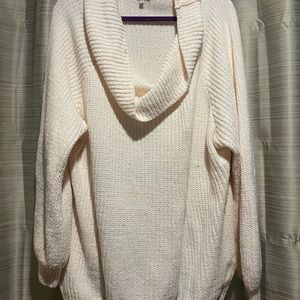 Moving Sale  - Ivory/Cream Fuzzy Sweater with cow neck - Not worn